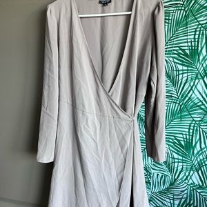 Top shop tie front tan dress